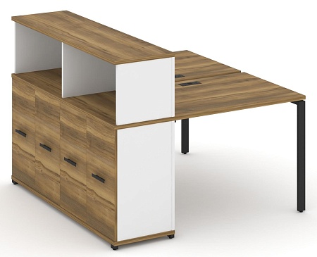 Рабочая станция с опорным распашным шкафом с надставкой низкой CN.DRS-225 B/W