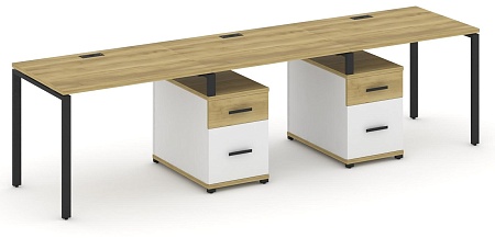 Рабочая станция на 3 места с двумя опорными тумбами CN.ORS-337 B/W