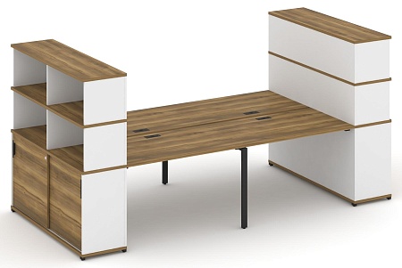 Рабочая станция с опорными шкафами купе с надставкой высокой CN.DRS-286 B/W
