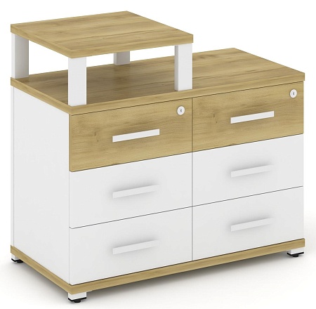 Тумба приставная широкая 6 ящиков. С надставкой узкой. CN.TSP-008 B/W