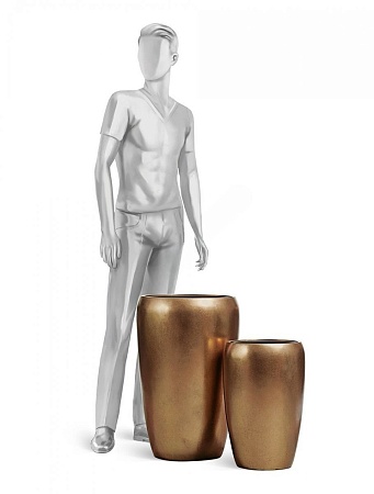 Кашпо TREEZ Effectory Metal Высокий округлый конус Тёмное матовое золото в-68 см, д-43 см