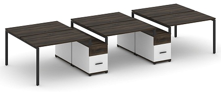 Рабочая станция на 6 мест с двумя двухсторонними опорными тумбами CN.DRS-338 B/W