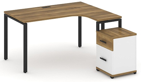 Стол эргономичный правый с опорной тумбой CN.SA-306(R) B/W