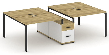 Рабочая станция на 4 места с двухсторонней опорной тумбой CN.DRS-314 B/W