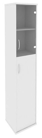 Шкаф высокий узкий правый (1 средняя дверь ЛДСП, 1 низкая дверь стекло) А.СУ-1.7 (R)