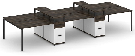 Рабочая станция на 6 мест с четыремя опорными тумбами CN.DRS-470 B/W