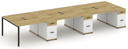 Рабочая станция на 6 мест с четыремя опорными тумбами CN.DRS-462 B/W