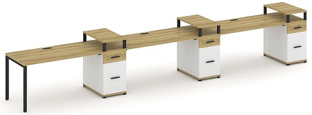 Рабочая станция на 3 места с тремя опорными тумбами CN.ORS-463 B/W