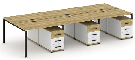 Рабочая станция на 6 мест с тремя двухсторонними опорными тумбами CN.DRS-350 B/W