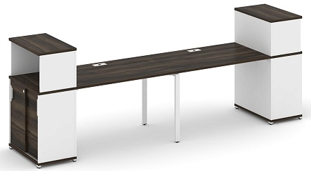 Рабочая станция с опорными шкафом купе с надставкой низкой CN.ORS-238 B/W