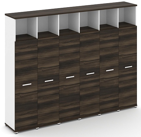 Шкаф шесть узких секций, 5 ниш (6 фасадов ЛДСП, 4 ниши) CN.STU-566 B/W