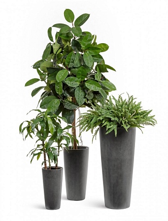 Кашпо TREEZ Effectory Beton Высокий конус Тёмно-серый бетон в-90 см, д-40 см