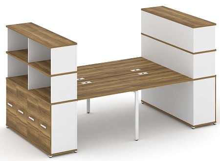 Рабочая станция с опорными распашными шкафоми с надставкой высокой CN.DRS-273 B/W