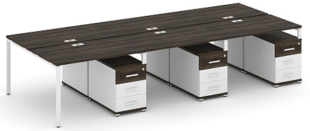 Рабочая станция на 6 мест с тремя двухсторонними опорными тумбами CN.DRS-350 B/W