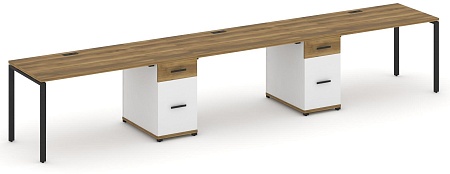 Рабочая станция на 3 места с двумя опорными тумбами CN.ORS-438 B/W