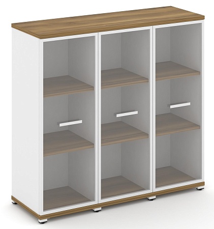 Шкаф три узкие секции, 3 ниши (3 фасада стекло прозрачное в раме, 3 ниши) CN.STU-336 RP B/W