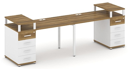 Рабочая станция на 2 места с двумя опорными тумбами CN.ORS-425 B/W