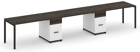 Рабочая станция на 3 места с двумя опорными тумбами CN.ORS-438 B/W