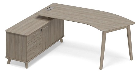 Стол руководителя эргономичный на опорной тумбе левый (тип 5) WOOD  ТМ В2 125