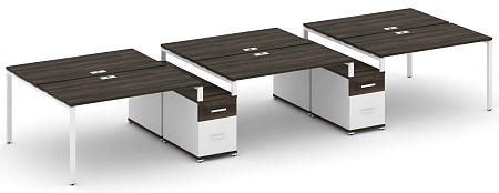 Рабочая станция на 6 мест с двумя двухсторонними опорными тумбами CN.DRS-339 B/W