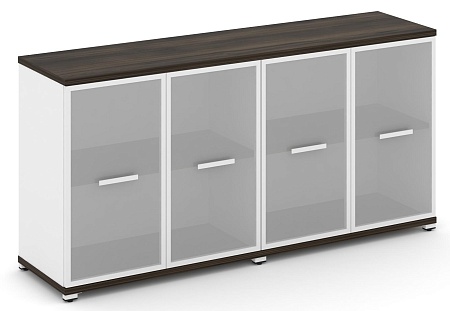 Шкаф две широкие секции, 2 нишии (4 фасада стекло белое матовое в раме, 2 ниши) CN.STS-223 RM B/W