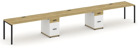Рабочая станция на 3 места с двумя опорными тумбами CN.ORS-440 B/W