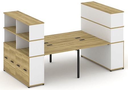 Рабочая станция с опорными распашными шкафоми с надставкой высокой CN.DRS-273 B/W