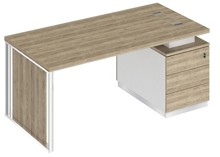 Стол руководителя на опорной тумбе с декоративной вставкой правый БР 109R