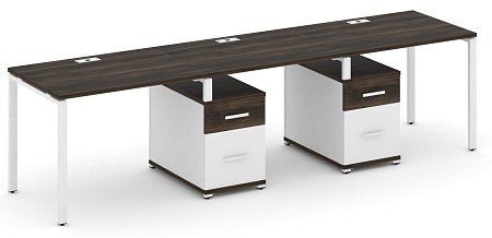 Рабочая станция на 3 места с двумя опорными тумбами CN.ORS-337 B/W