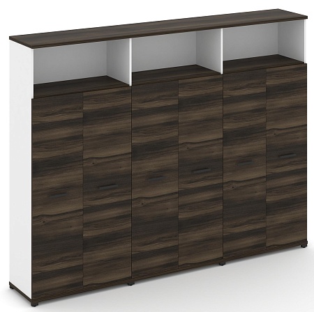 Шкаф три широкие секции, 5 ниш (6 фасадов ЛДСП, 4 ниши ) CN.STS-536 B/W