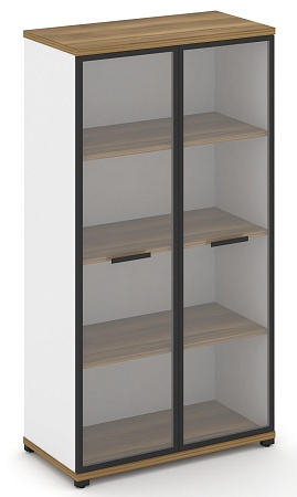 Шкаф две широкие секции, 4 ниши (2 фасада стекло прозрачное в раме,  4 ниши) CN.STS-416 RP B/W