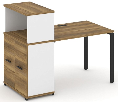 Стол рабочий с опорным распашным шкафом с надставкой низкой CN.SP-225 B/W