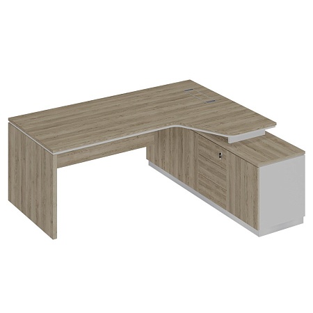 Стол руководителя эргономичный (опора ДСП) на опорной тумбе правый СИ 120