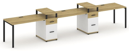 Рабочая станция на 3 места с двумя опорными тумбами CN.ORS-454 B/W