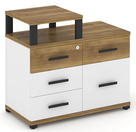 Тумба приставная широкая 4 ящика + 1 распашной фасад. С надставкой узкой. CN.TSP-011 B/W