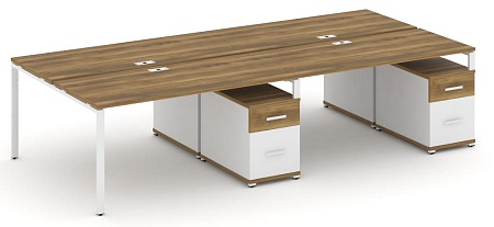Рабочая станция на 4 места с двумя двухсторонними опорными тумбами CN.DRS-324 B/W
