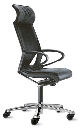 MODUS Кресло кожа,с подгол. ШОКОЛАД 284/81 87/89 dunkel braun frame and armrest cromium-plated*