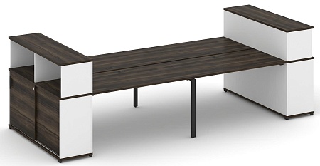 Рабочая станция с опорными шкафами купе с надставкой низкой CN.DRS-283 B/W