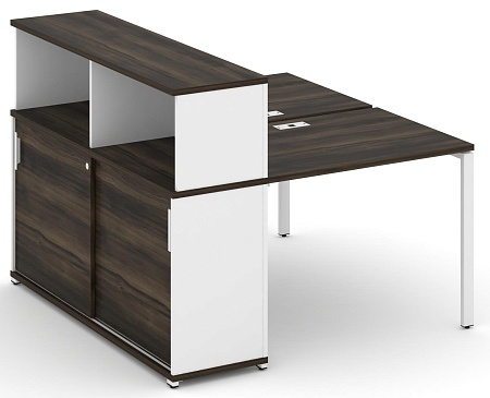 Рабочая станция с опорным шкафом купе с надставкой низкой CN.DRS-237 B/W