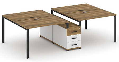 Рабочая станция на 4 места с двухсторонней опорной тумбой CN.DRS-310 B/W