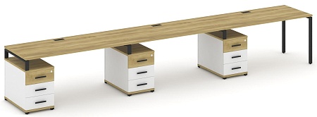 Рабочая станция на 3 места с тремя опорными тумбами CN.ORS-344 B/W