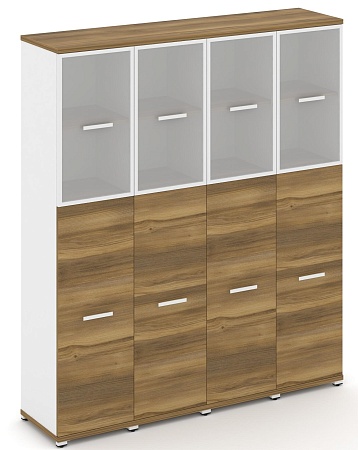 Шкаф четыре узкие секции, 5 ниш (4 фасада ЛДСП, 3 ниши + 4 фасада стекло белое матовое в раме, 2 ниши) CN.STU-545 RM B/W