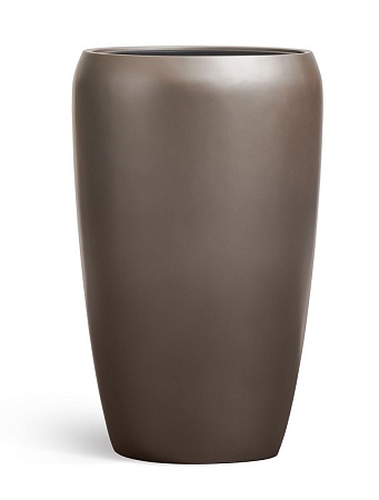 Кашпо TREEZ Effectory Metal Высокий округлый конус Лаковое матовое тёмное серебро в-68 см, д-43 см