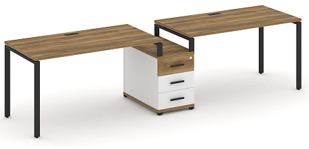 Рабочая станция на 2 места с одной опорной тумбой CN.ORS-303 B/W
