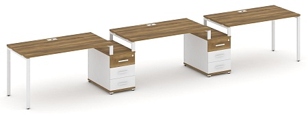 Рабочая станция на 3 места с двумя опорными тумбами CN.ORS-327 B/W