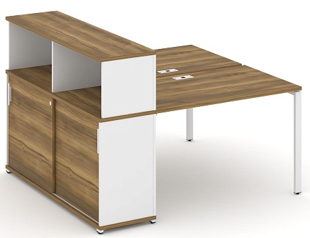 Рабочая станция с опорным шкафом купе с надставкой низкой CN.DRS-238 B/W