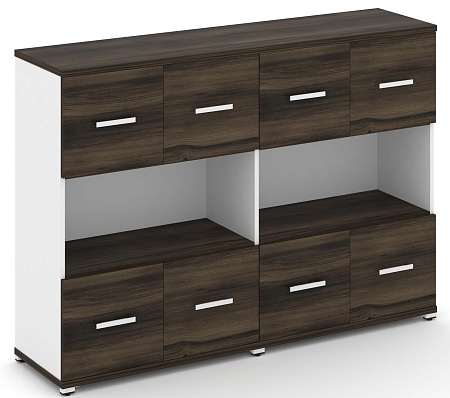 Шкаф две широкие секции, 3 ниши (4 фасада ЛДСП, 1 ниша + 4 фасада ЛДСП, 1 ниша) CN.STS-325 B/W