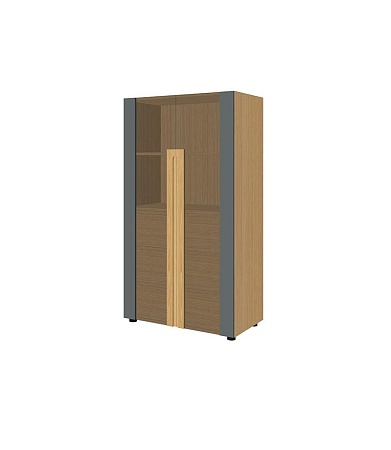 Стеллаж со стеклянными дверьми и боксом Rem-44 + Rem-02.2 + Rem-52