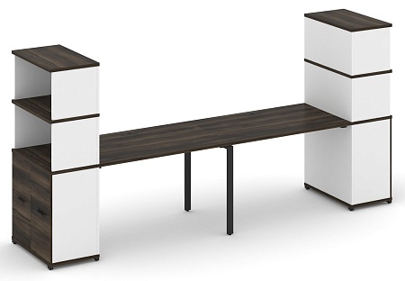 Рабочая станция с опорными распашными шкафами с надставкой высокой CN.ORS-230 B/W