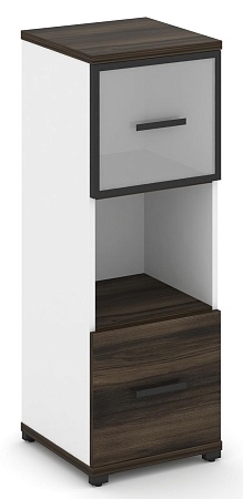 Шкаф одна узкая секция, 3 ниши (фасад ЛДСП, 1 нишу + фасад стекло белое матовое в раме, 1 ниша) CN.STU-315 RM B/W